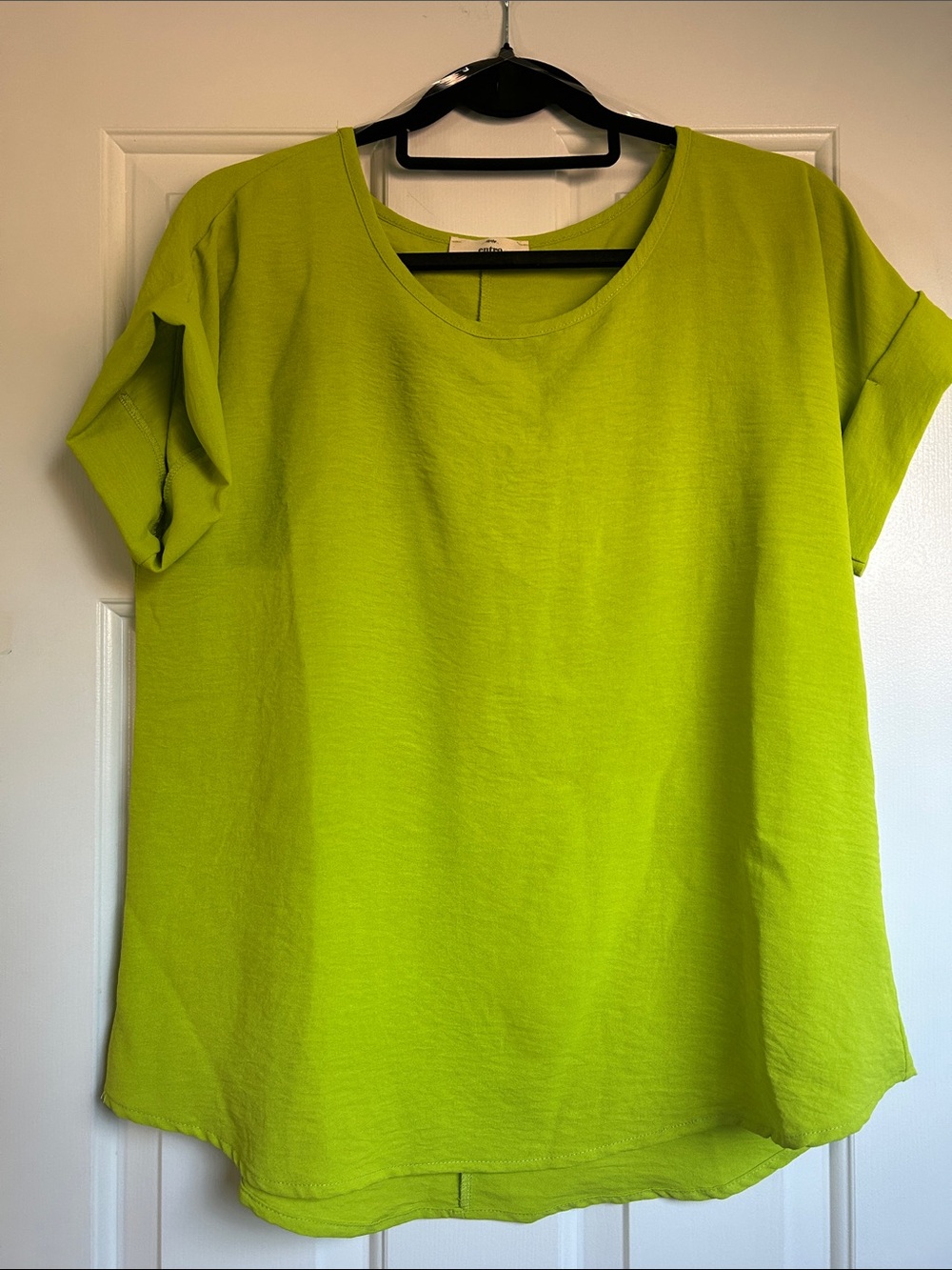 M Oversized Women’s Lime Green Short-Sleeve Round Neck Top